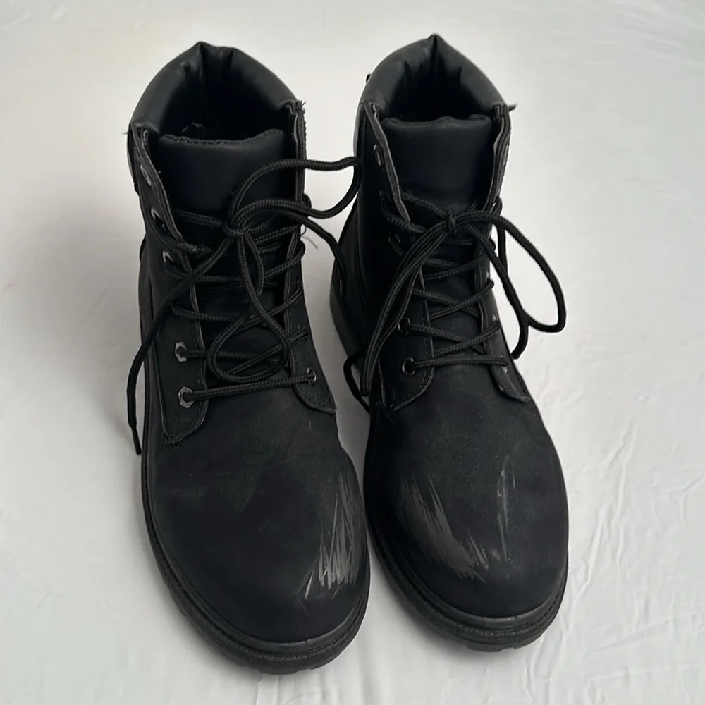 Iron Ridge black steel toe vegan leather work boots